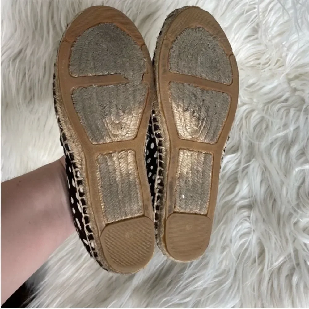 Tory Burch Black‎ and White Mckenzie Dotted Pony Espadrille Slip On Flats 7.5